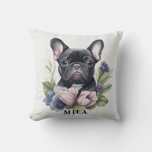 Coussin Couleur d'aquarelle de chien de Carlin noir person (Recto)