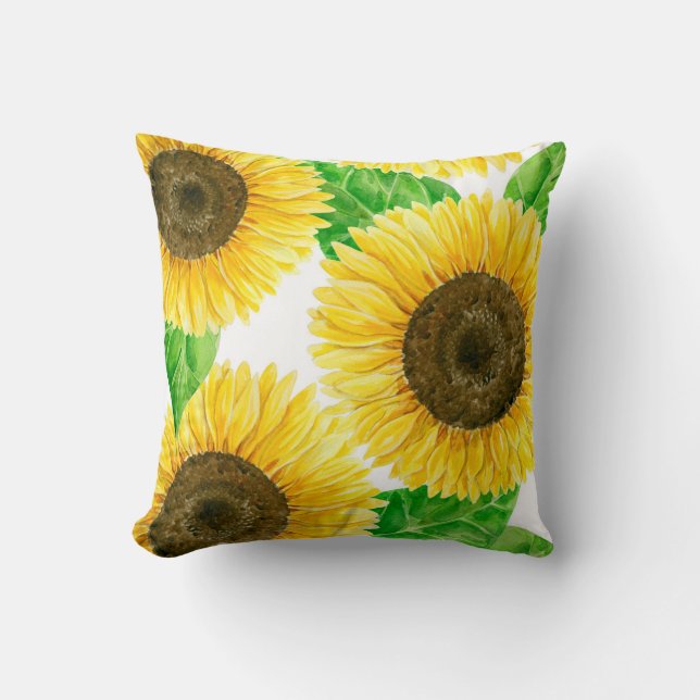 Coussin Couleur d'eau des fleurs de soleil (Recto)