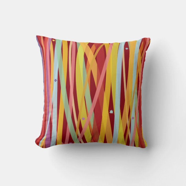 Coussin couleur d'eau rétro lignes simples (Recto)