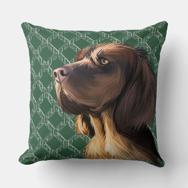 COUSSIN COULEUR D'EAU VISAGE DE CHIEN ESPAGNOL BROWN PICAR (Recto)