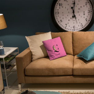 Coussin Couleur fleur sauvage d'aquarelle monogramme de je