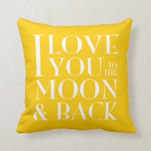 Coussin Couleur jaune de /any je t'aime à la lune et au