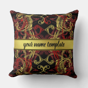 Coussin couleur moderne motif rouge et or