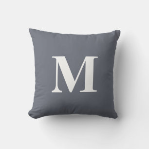 Coussin Couleur modifiable bleu blanc Monogramme initial