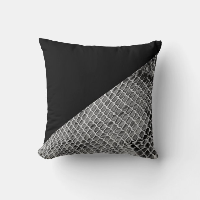 Coussin Couleur noire moderne bloc & peau de serpent (Recto)