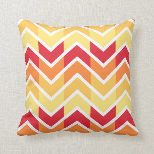 Coussin Couleur orange jaune Chevron motifs géométriques