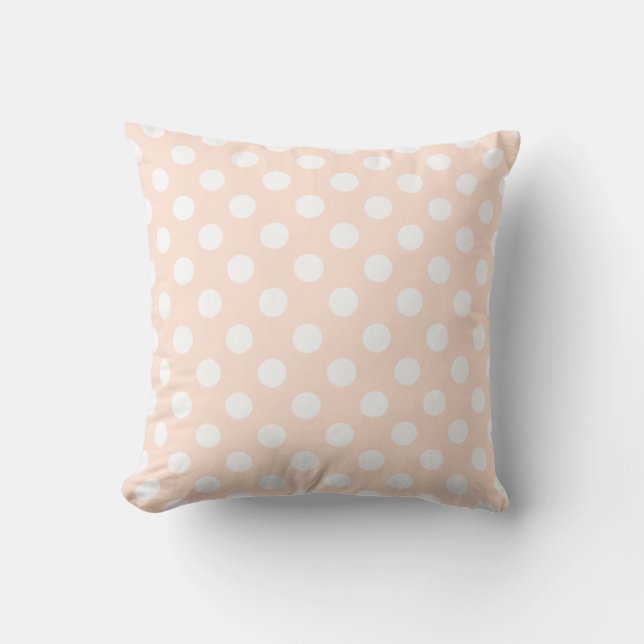 Coussin Couleur Pastel Apricot Clair Et Grands Pois (Recto)