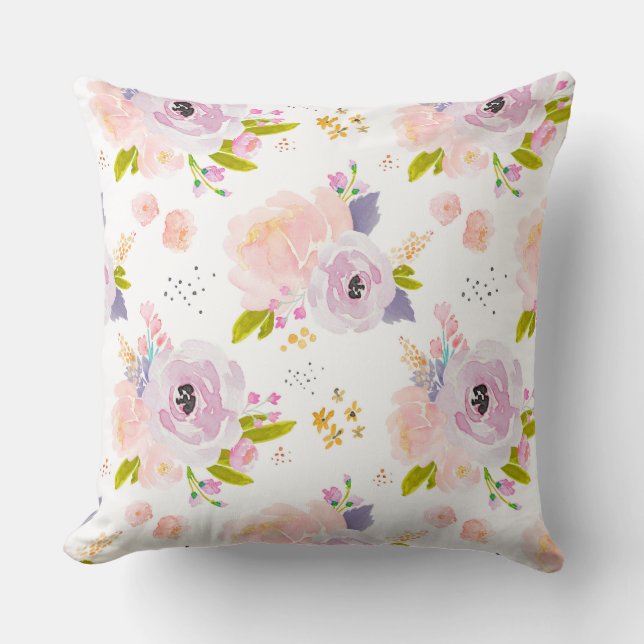 Coussin couleur pêche de prune de fleur d'Indy (Recto)