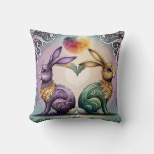 Coussin Couleur plein deux lapin