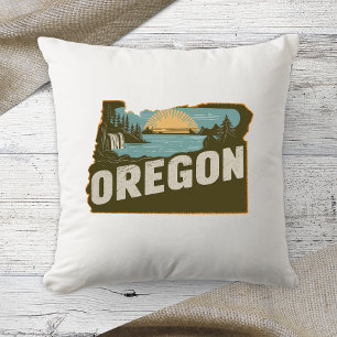 Coussin Couleur Rétro de l'État d'Accueil Oregon