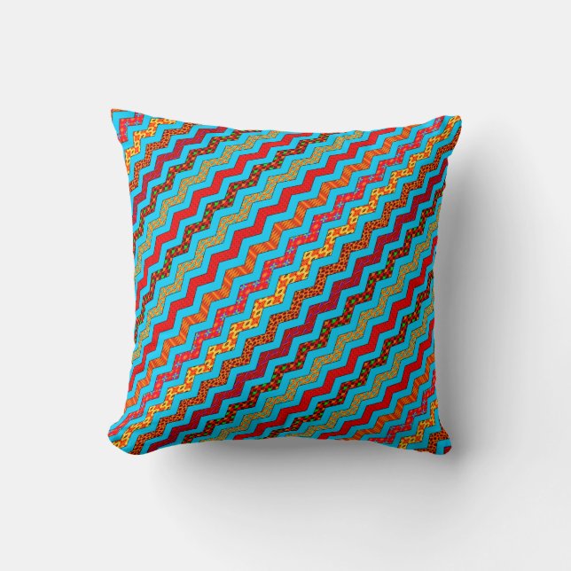 Coussin Couleur Turquoise Stripes Zig Zag (Recto)