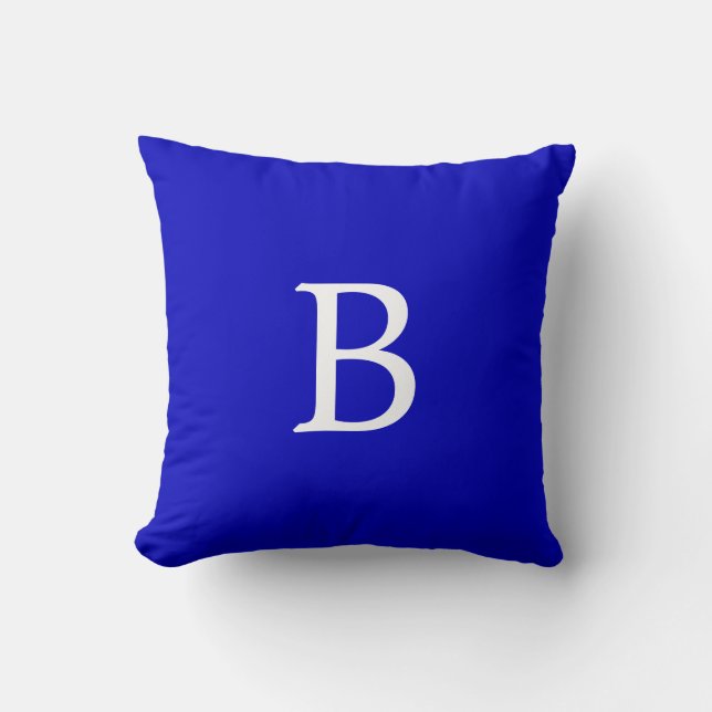 Coussin Couleur unie bleu cobalt avec monogramme (Recto)