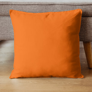Coussin Couleur unie orange du coucher de soleil néon   Cl
