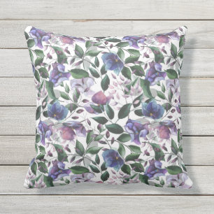 Coussin Couleurs Cool violet et bleu Floral