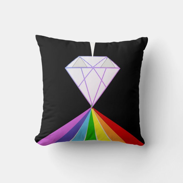 Coussin Couleurs diamant et arc-en-ciel élégantes sur noir (Recto)