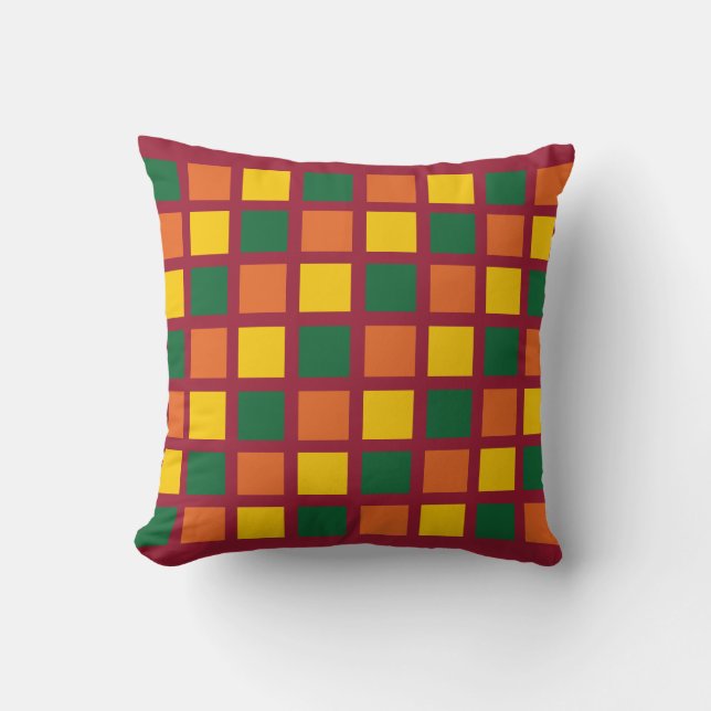 Coussin Couleurs épicées modernes Carrés géométriques (Recto)