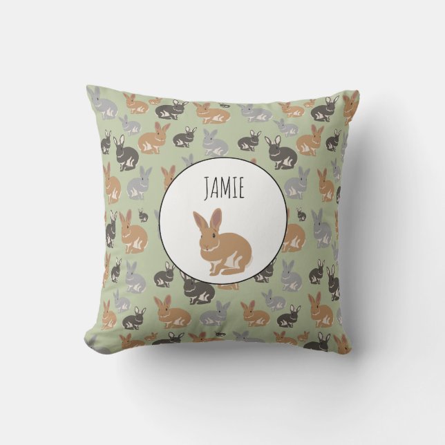 Coussin Couleurs neutres du Motif de lapin mignon personna (Recto)