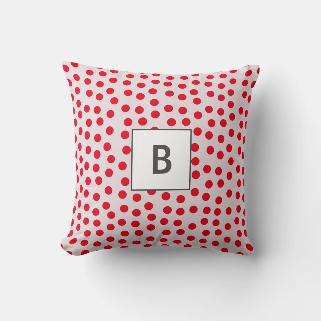 Coussin Couleurs personnalisables monogramme Pois (Recto)