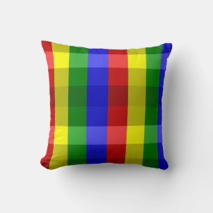 Coussin Couleurs primaires Chèques-Oreiller-Sq