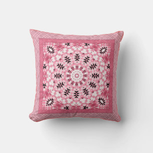 Coussin Couleurs rétro cercle mandala couleurs roses rond