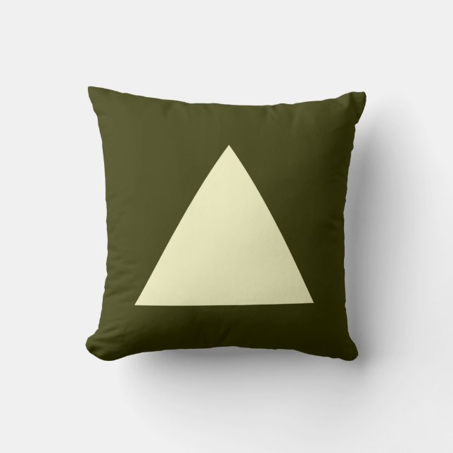 Coussin Couleurs triangles - Jaune pâle sur Dk Olive (Recto)