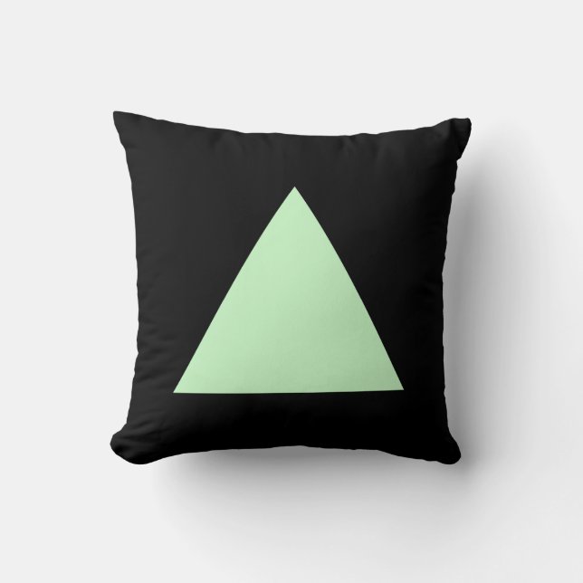 Coussin Couleurs triangles - Vert fantôme sur noir (Recto)