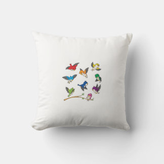 Coussin Couleurs : Une symphonie de petits oiseaux.