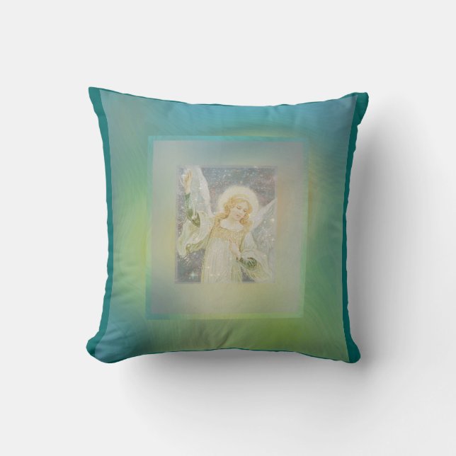 Coussin Couleurs vert-bleu fraîches d'ange gardien (Recto)