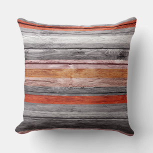 Coussin Couleurs vintages Rayures Bois Look #4