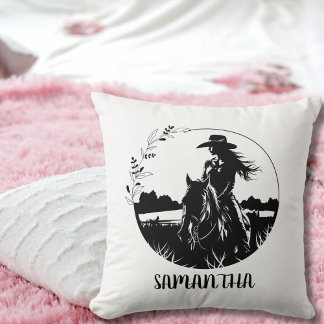 Coussin Country Elegant Horse Cowgirl Western Equestrian