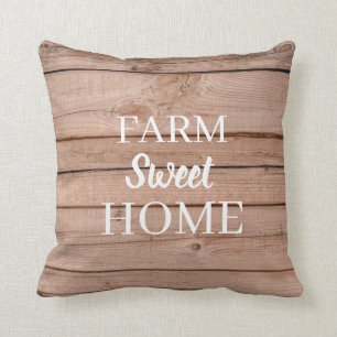 Coussin Country Rustic Wood Farm Sweet Home