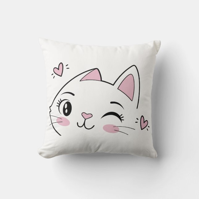 Coussin Coup de tête de chat - Cute Kitty avec lui (Recto)