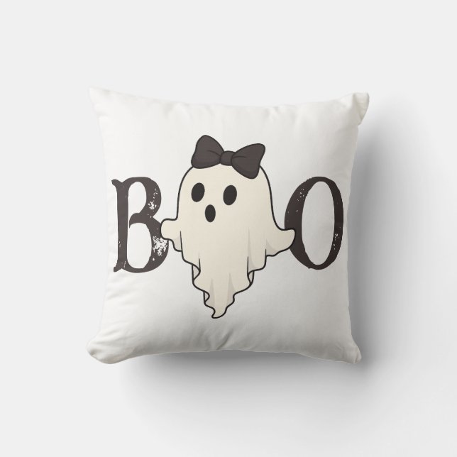 Coussin Coup d'Oreiller d'Halloween - Fantôme "Boo" avec B (Recto)