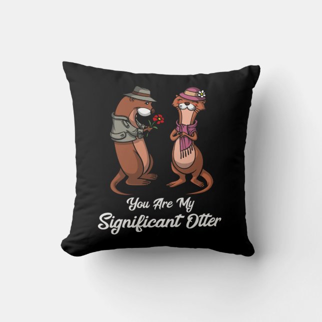 Coussin Couple animal de loutre mou significatif (Recto)