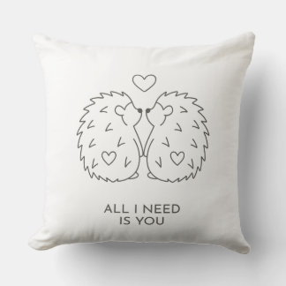 Coussin Couple Animal Minimaliste Ligne Art – Cadeau de Ma