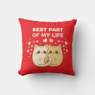 Coussin Couple de chats Kawaii mignons amoureux Meilleur