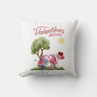 Coussin Couple de gnomes aquarelle de la Saint-Valentin