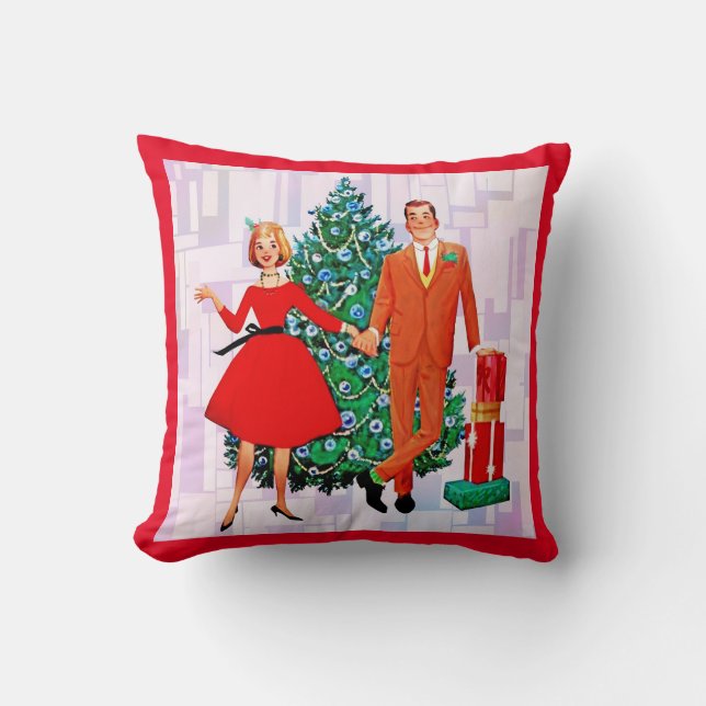 COUSSIN COUPLE NOËL RÉTRO HEUREUX (Recto)