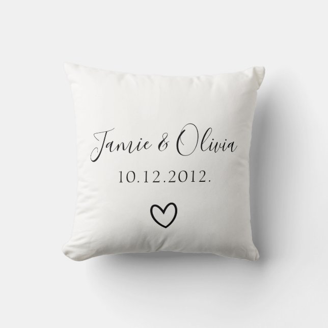 Coussin Couple noms mariage date personnalisée (Recto)