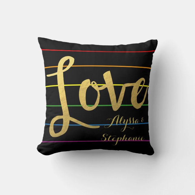 Coussin Couples customisés du filet LGBT d'arc-en-ciel (Recto)