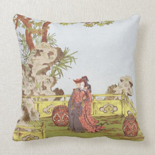 Coussin Couples dans un jardin chinois, des 'ornements de