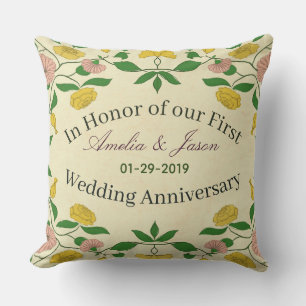 Coussin Couples personnalisés 1er anniversaire Mariage