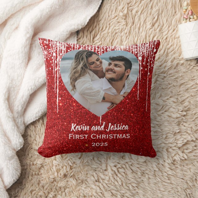 Coussin Couples Prénom photo de Noël (Couverture)