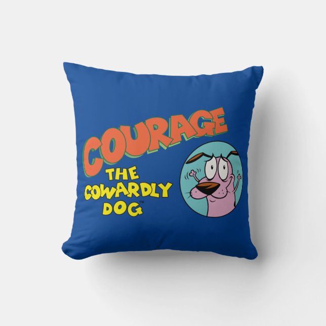Coussin Courage du chien lâché | Afficher le logo (Recto)
