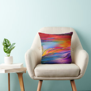 Coussin "Courants chromatiques" Abstrait contemporain