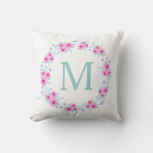 Coussin Courbe De Fleur Avec Monogramme Personnalisé
