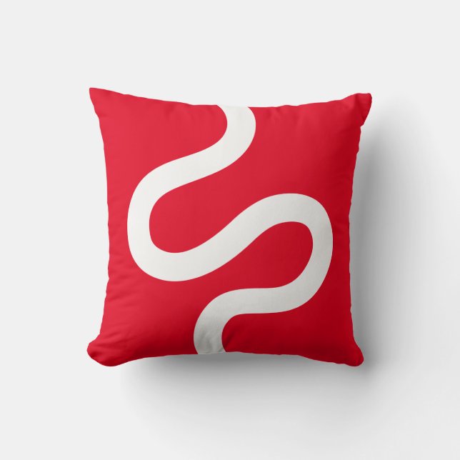 Coussin Courbée 02 - Blanc sur rouge (Recto)