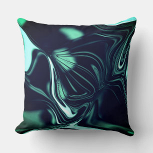 Coussin Courbes cyanes foncées avec une finition cristalli