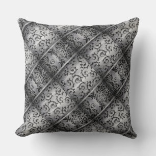 Coussin Courbes noir et argent Motif diamant Jeu d'oreille