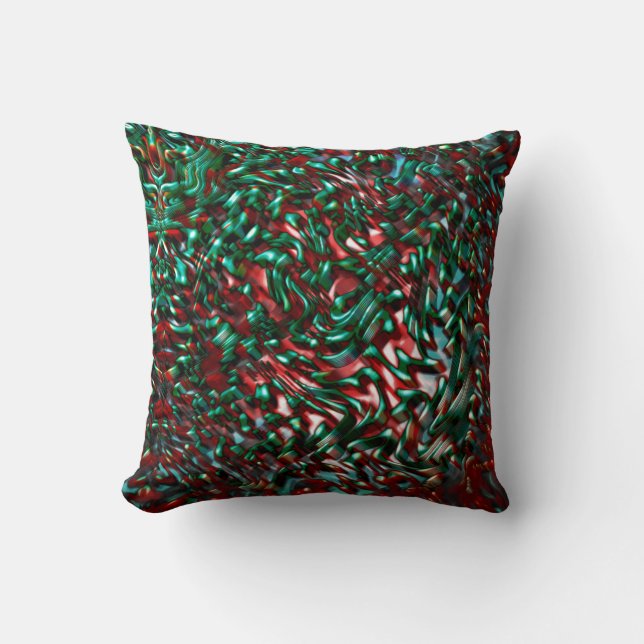 Coussin Courbes stratifiées, bleu turquoise verdâtre et bo (Recto)